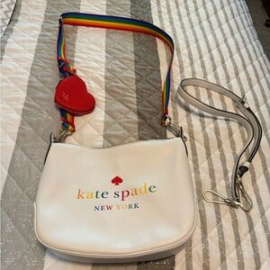 Kate Spade White Crossbody Bag with Colorful Strap